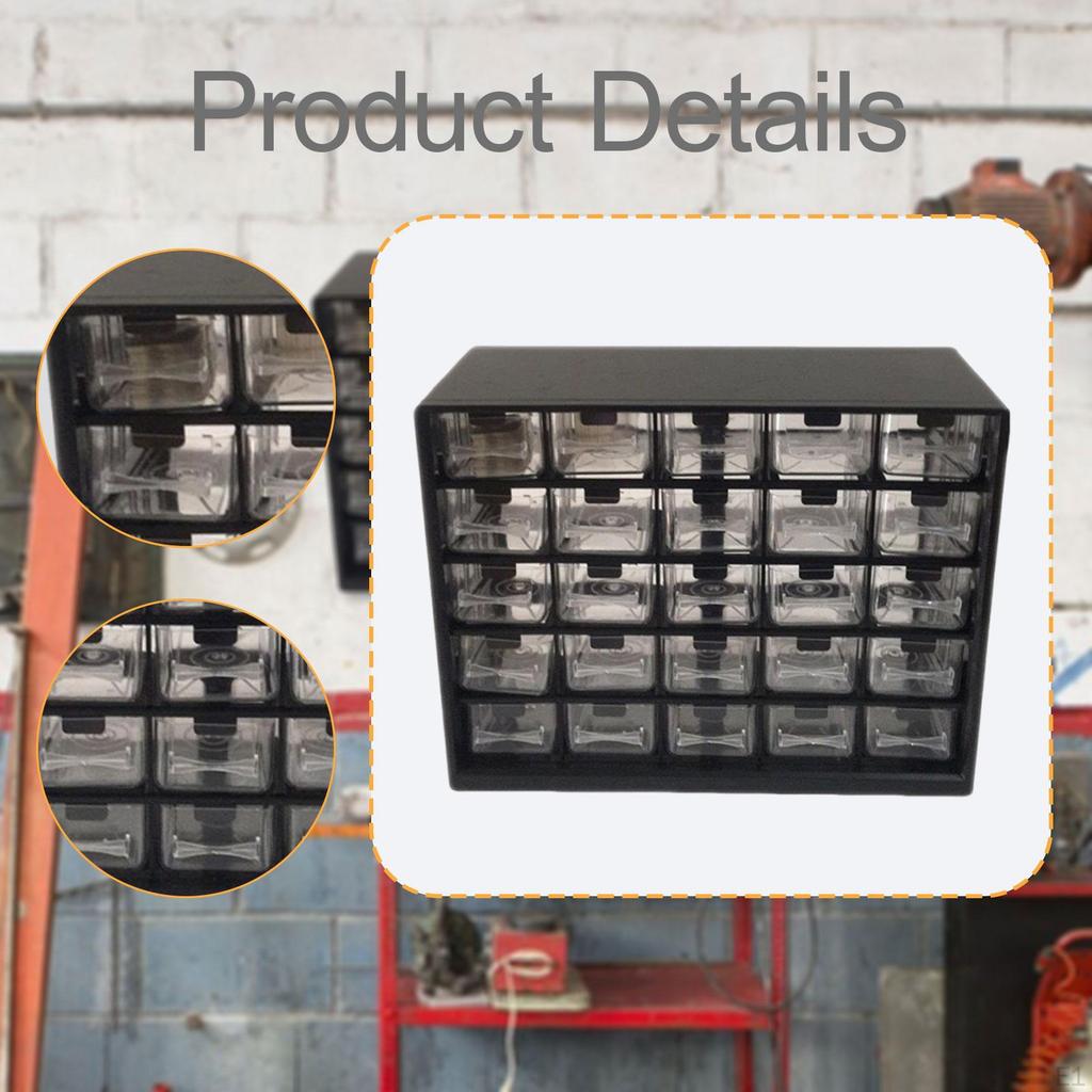 Органайзер для компонентов на 25 отделений, контейнер для хранения винтов, шкаф для рукоделия для гаражной мастерской