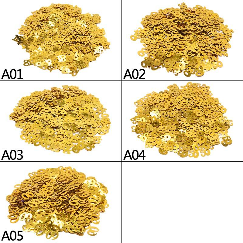 15g/Bag Golden 18 30 40 50 60 Number Sequin Confetti For Anniversary Birthday Party Decoration Birthday Table Confetti Decor 5