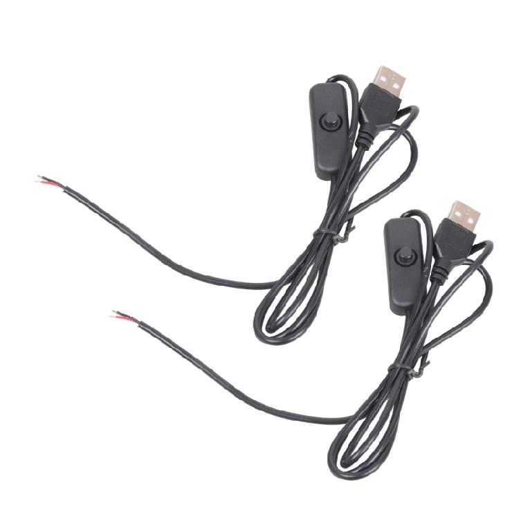 2-жильный USB-шнур питания с оголенными проводами 22AWG, луженый наконечник, с переключателями, поддержка 5 В/1 А, кабель питания, пластиковая текстура, для ремонта