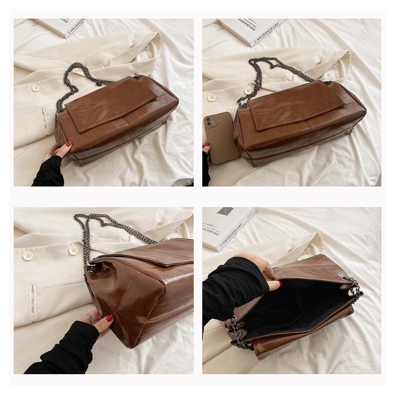 Autumn Winter Large Capacity Women Single Shoulder Bag Solid Color Simple All-Matched Female Handbag High Grade Vintage OL Bag