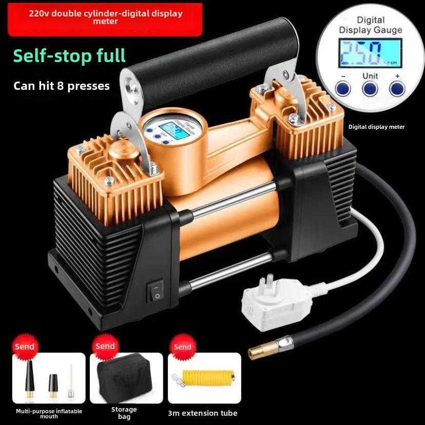 220V&12V household dual cylinder electric inflation pump, car tire, basketball, air column bag, high-pressure inflation machine