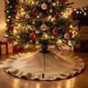 Solid Color Jute Christmas Tree Skirt Pleated Edge Christmas Tree Collar  Protecting The Floor