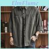 Autumn Cargo Mens Sleeve Long Shirt Casual Korean Fashion Oversize Blouses Hombre High Street Y2k T Shirt Baggy Jacket