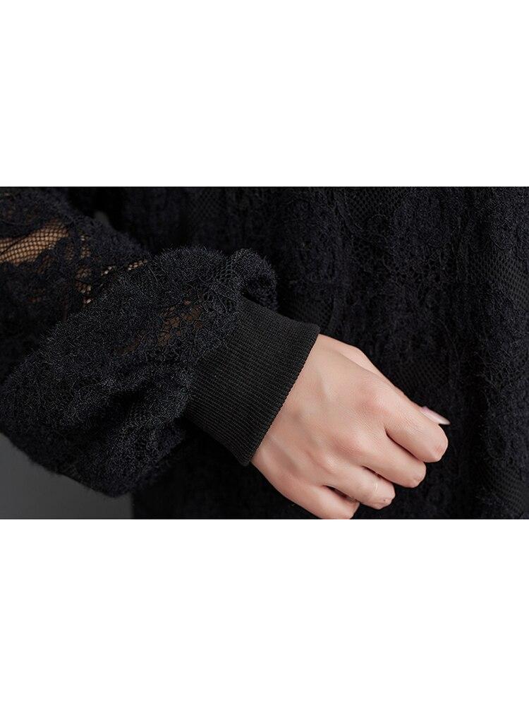 Xitao Повседневное кружевное платье с длинными рукавами DMJ2338