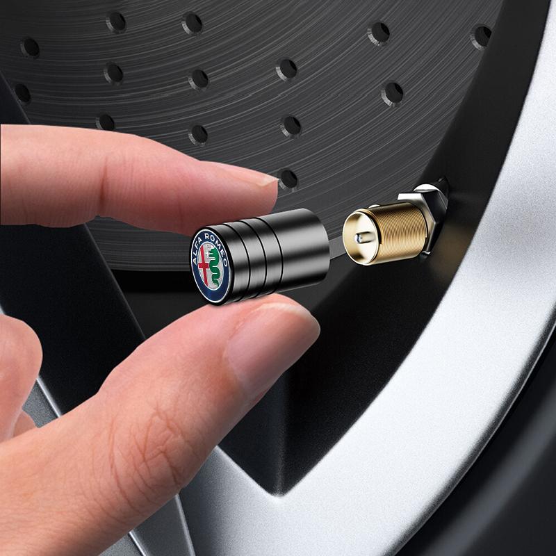 Aluminium Alloy 4pcs Car Tire Valve Cap For Alfa Romeo Giulia Stelvio Giulietta 156 159 147 Mito Tonale Brera Disco Volante mno522