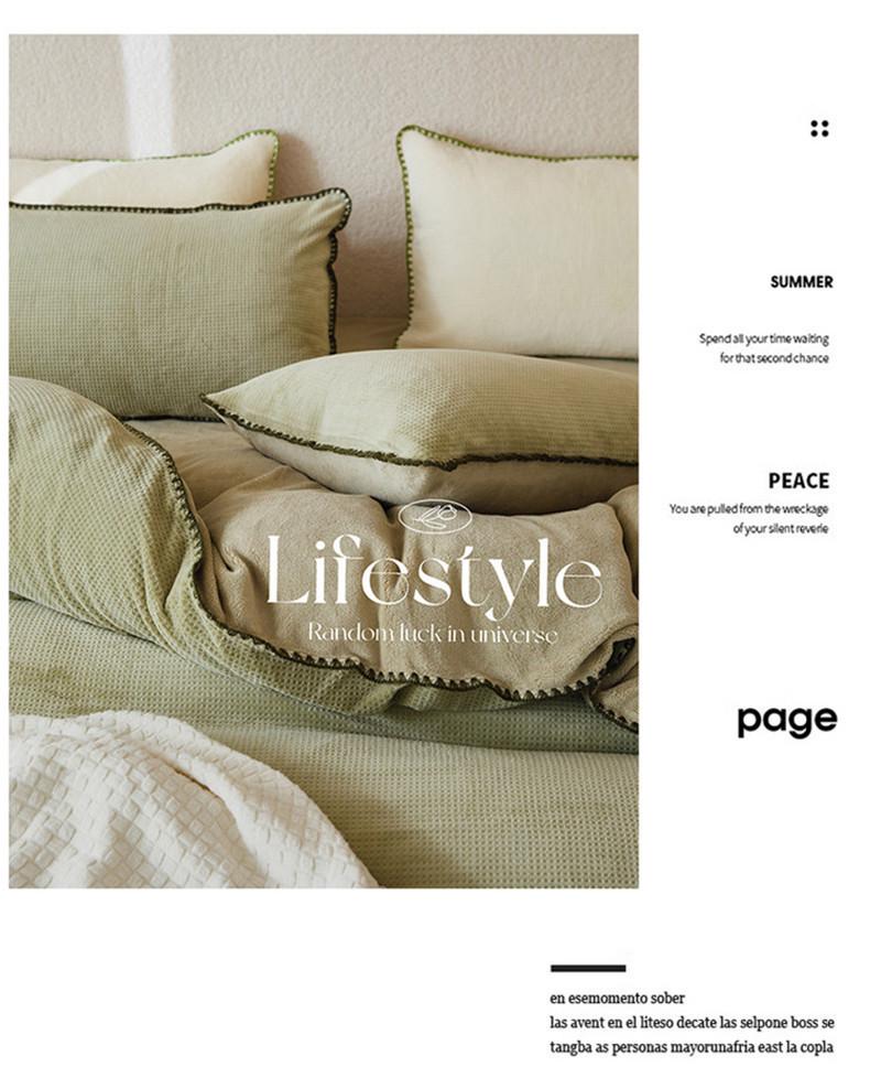 Скандинавский легкий люкс Коралловый флис Зимний постельный набор - Вафельный молочный вельвет, Двусторонний пододеяльник и простыня