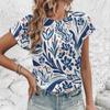 Women's T-Shirt Fashion Retro Floral Pattern Print T-Shirt Women's Leisure Short Sleeve T-Shirt Summer Oversized T-Shirt Tops