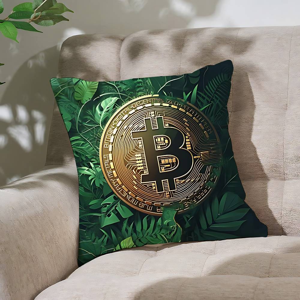 B-Bitcoin Pillow Case Throw Pillow Cover Nordic Vintage Style Cushion Covers Home Living Room Sofa Couch Seat