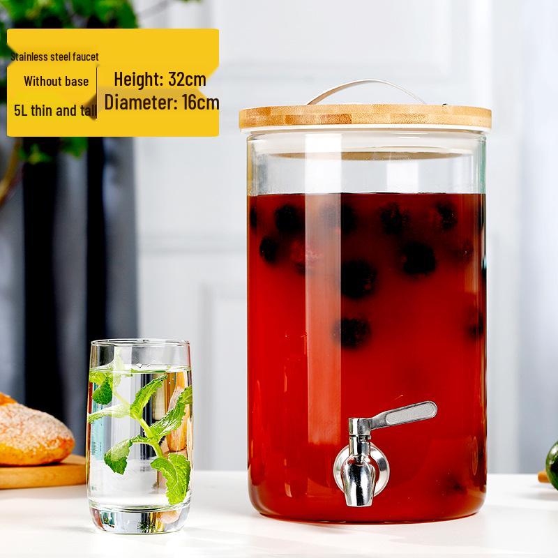 Стеклянный диспенсер для напитков большой емкости с краном для холодных напитков и фруктового чая