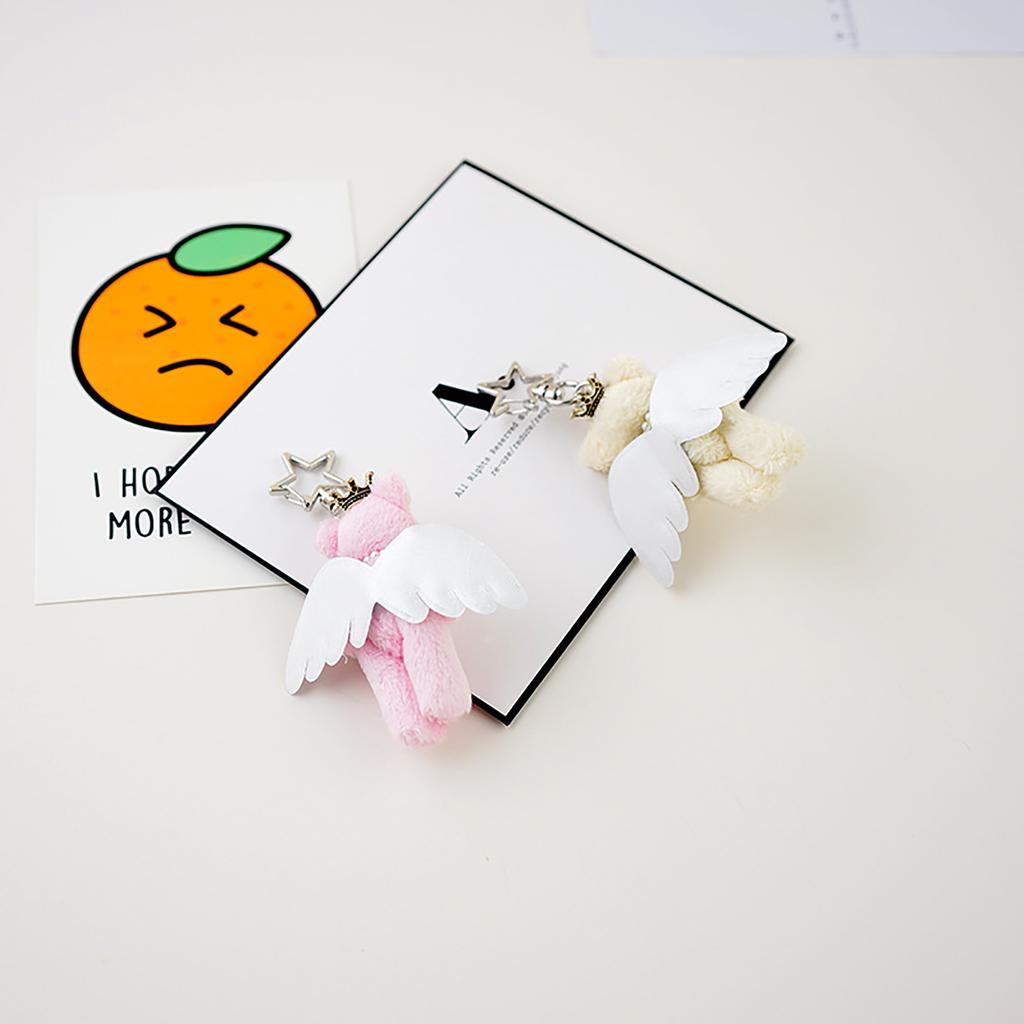 Angel Bear Keychain Cute Stuffed Animals Keyring Hanging Ornament Backpack Handbag Charm Pendant Gift for Girls Women