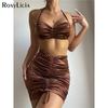 Halter Wrinkled With Skirt Bikini Women Swimwear Female Swimsuit Three-pieces Bikini Set Bather Bathing Suit Swim Lady