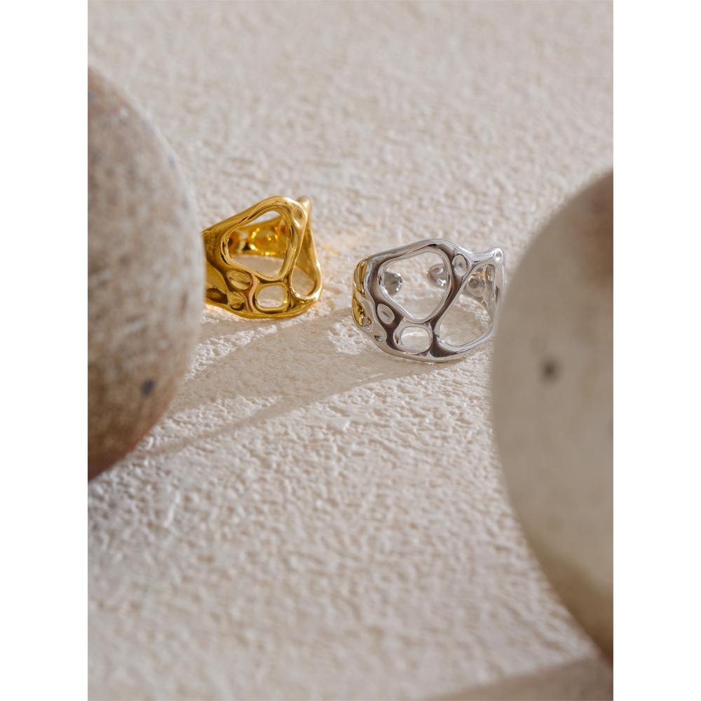 Eetit Новинки Регулируемое Геометрическое Полое Широкое Кольцо Из Нержавеющей Стали Необычное Открытое Кольцо Популярное Универсальное Повседневное Персонализированное Ювелирное Изделие