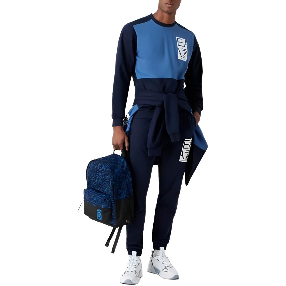 Emporio Armani EA7 Спортивные брюки с принтом логотипа-буквы на шнурке Вязаные Мужские брюки Темно-синий 3RPP65-PJ05Z-1554