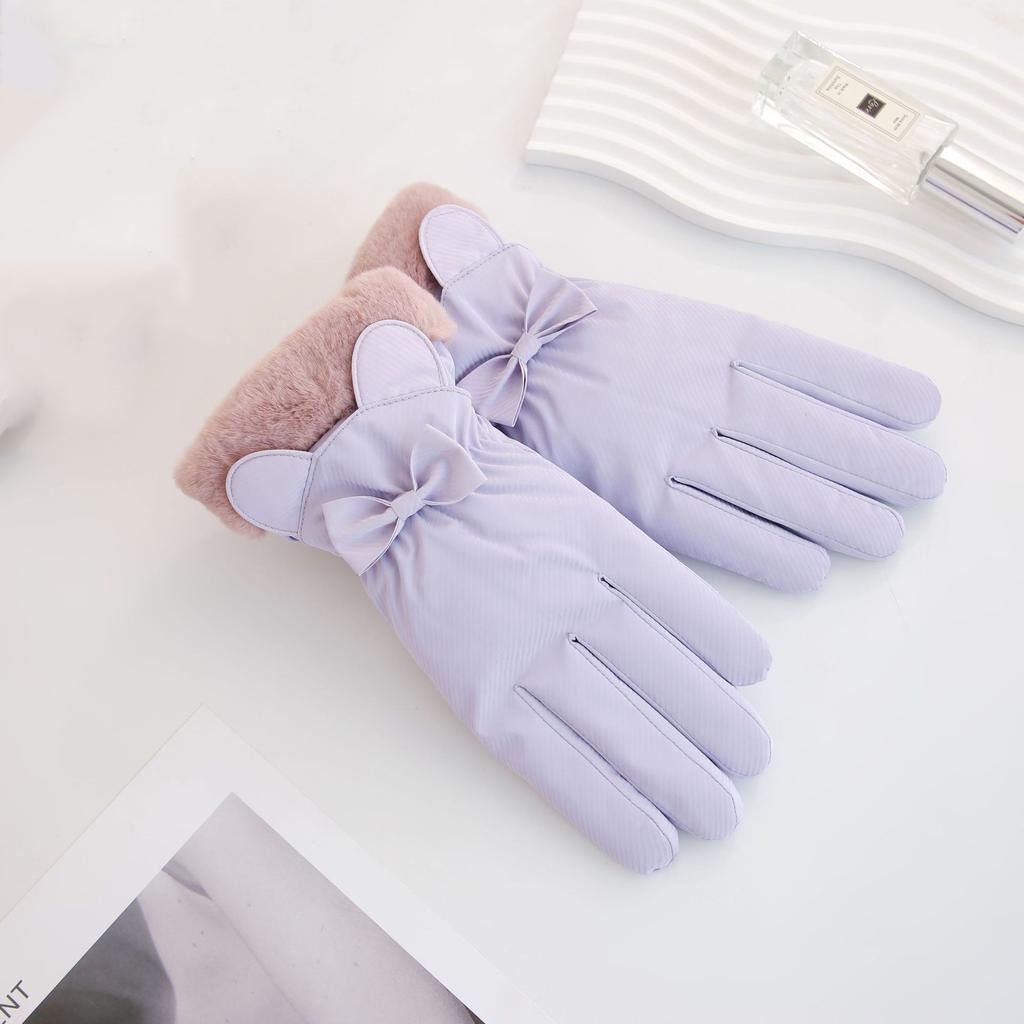 Woman Winter Warmer Cute Panda Plush Velvet Touch Screen Gloves Girls Outdoor Skiing Riding Mittens