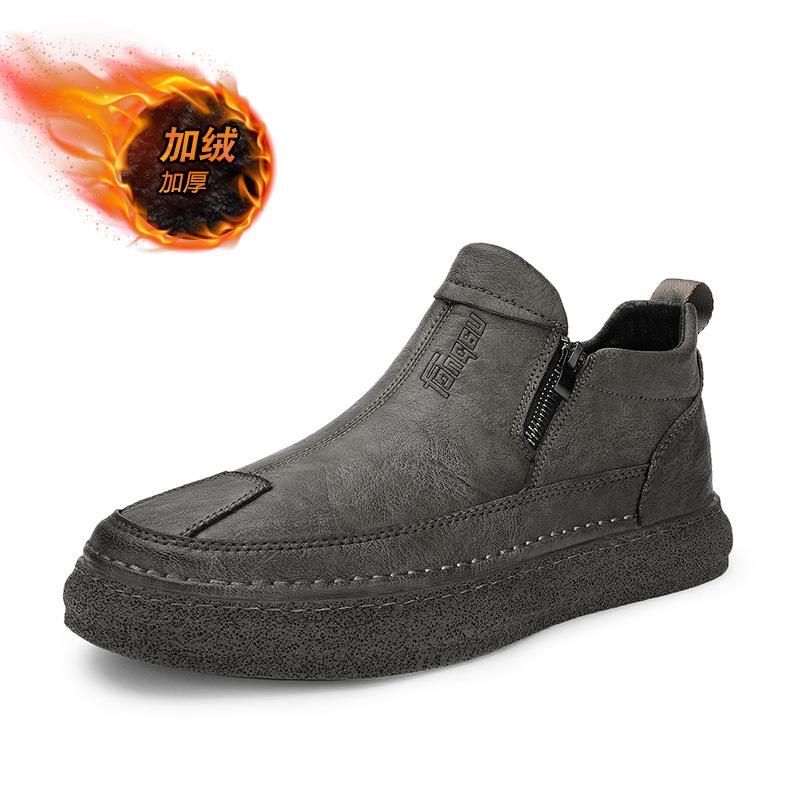 Men's Shoes Autumn and Winter New Four-season Breathable Casual Leather Shoes Trendy Tooling Business Formal Martin Boots Men