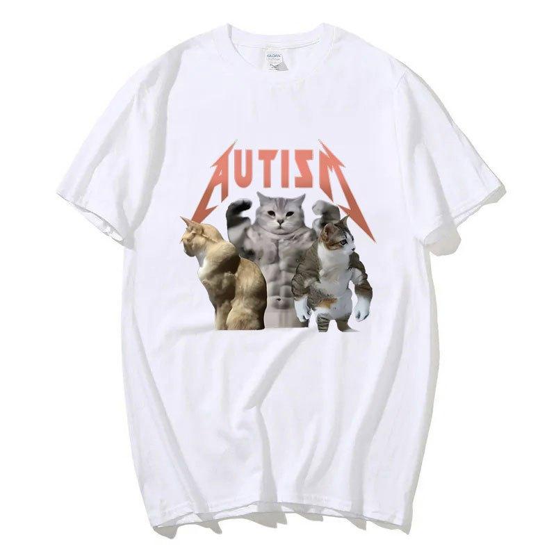 Футболка Buff Cats Autism Memory для фитнеса, спортзала, моды, хип-хопа, с коротким рукавом, женская летняя удобная футболка
