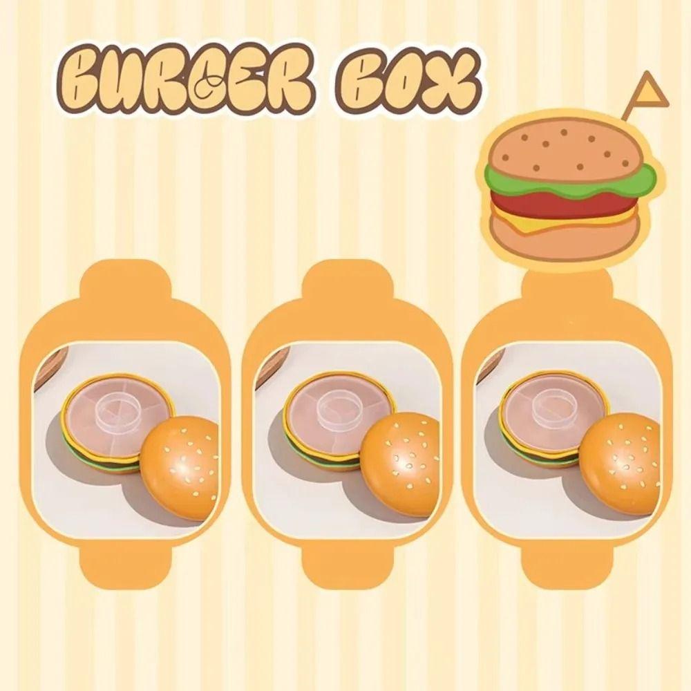 2/3/6 Grid Hamburger Pill Box Sealed Mini Hamburger Storage Case  Elderly