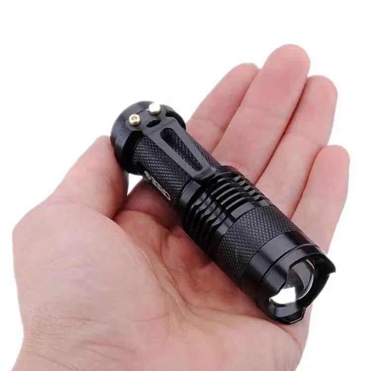 Zoom Mini SK68 Strong Light Flashlight with Pen Clip for Camping