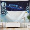Christmas Tapestry Wall Hanging Winter Night Snowflake Elk Santa Claus Hanging Fireplace Blanket Gift Home Wall Decorations
