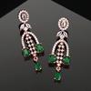 Women's Designer Earrings Rose Gold Plated CZ Shooting Star Green Stones