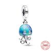 Summer Series Murano Glass Seaturtle Dangle Charm for Women Original Silver Moment Bracelet Jellyfish Pendant
