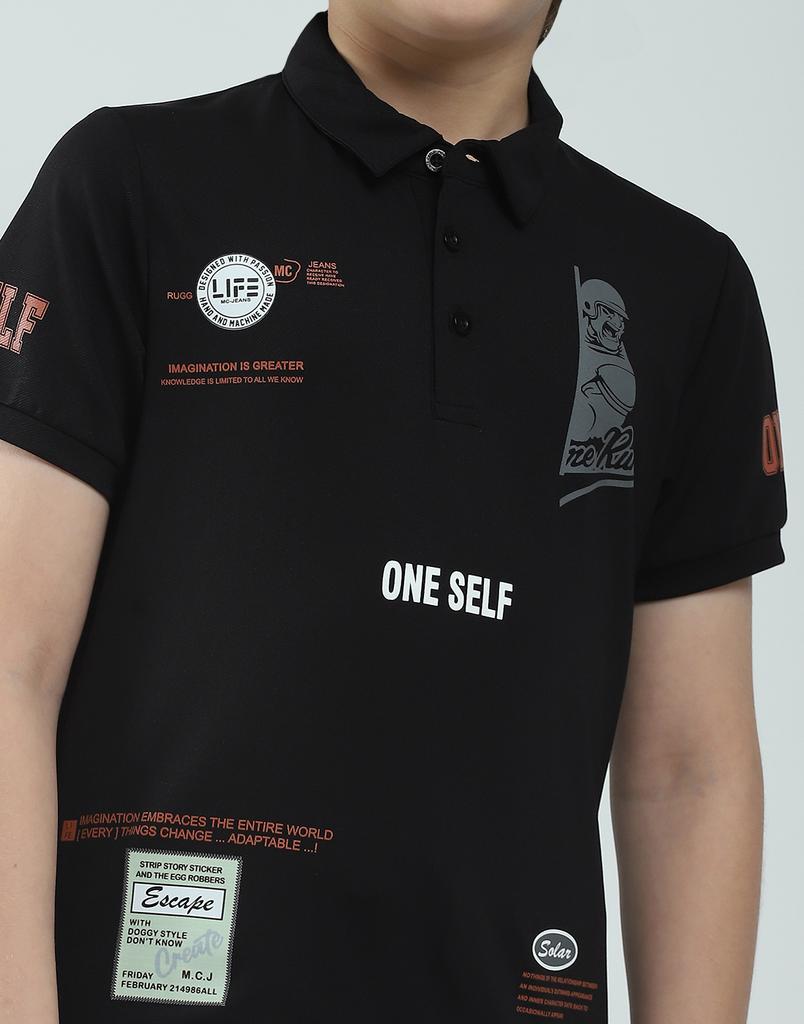 MONTE CARLO Boys's Regular Fit Printed Polo Half Sleeve T-Shirt