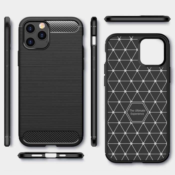 Coque Silicone - E.F.CONNECTION - pour iPhone 12 Pro - Antichoc - Résistant aux rayures - Noir