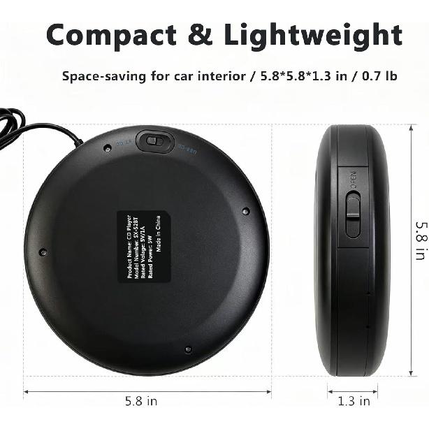 Портативный CD-плеер для автомобиля, подключение по USB и Bluetooth TX, внешний автомобильный CD-плеер, Plug and Play, качество звука без потерь