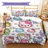 Hello Kitty Cute Pattern Bedding,Quilt Set Quilt Cover Pillowcase Home Birthday Gift(1 * duvet cover + 2 * pillowcase, without core)