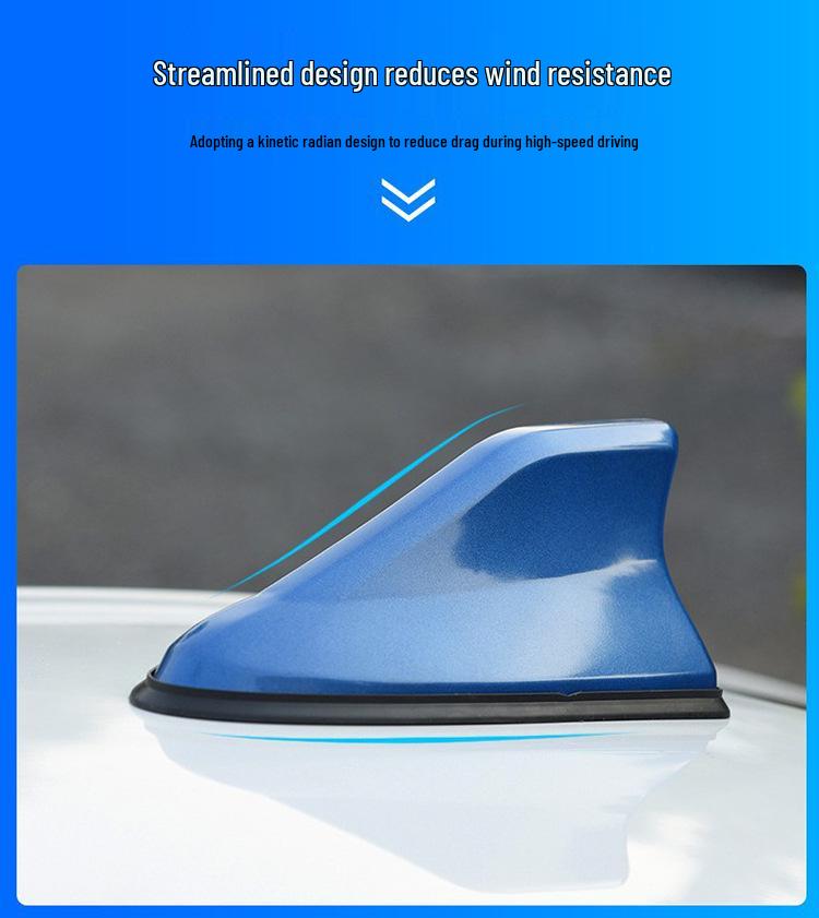 Second-Generation Shark Fin Car Radio Antenna with Signal Enhancement and Decorative Tail Wing