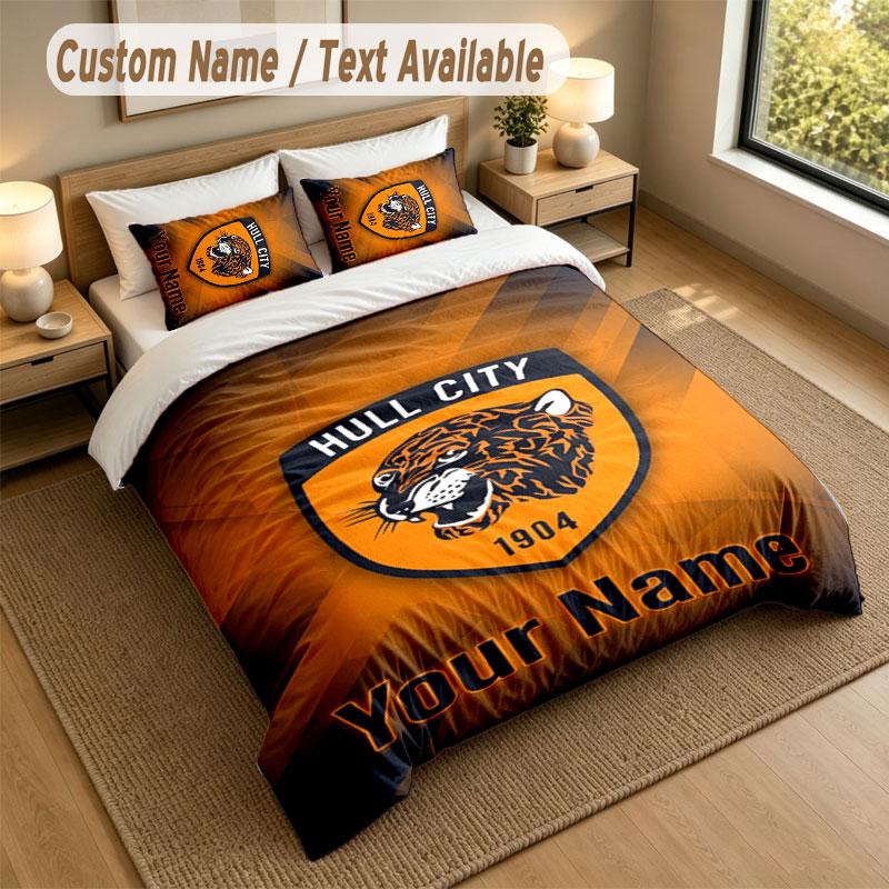 Bedding Set 1 Duvet Cover 2 Pillowcases Hull FC Print Soft Bed Linen Bedroom Decor
