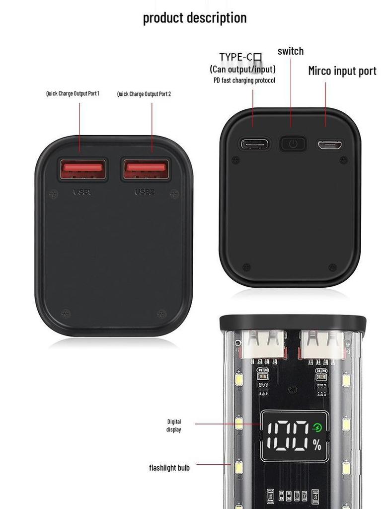 Набор для самостоятельной сборки батарейного блока 18650 из 8 секций: Корпус повербанка с быстрой зарядкой без пайки