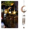 Солнечные Лунные Колокольчики Ветра Металлические Лунные Колокольчики с Шаром из Треснувшего Стекла Наружное Подвесное Украшение Лунные Ветряные Колокольчики Свет Сувениры для Вечеринки