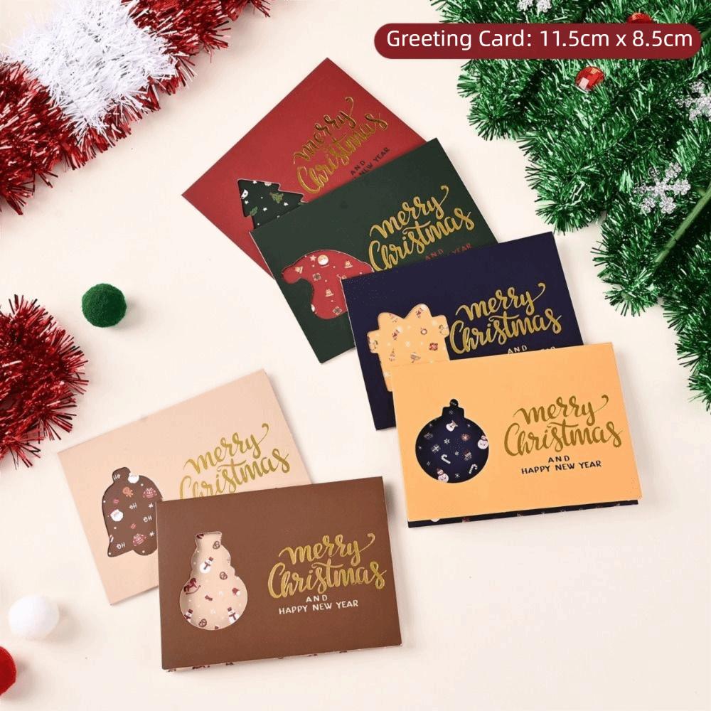 6Pcs Oil Painting Style Holiday Cards Sealing Stickers Postcard Gift Cards Blessing