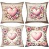 Floral Heart Patterned Cushion Covers for Home Decor Polyester pillowcase, sofa decorative cushion cov Headboard Pillow