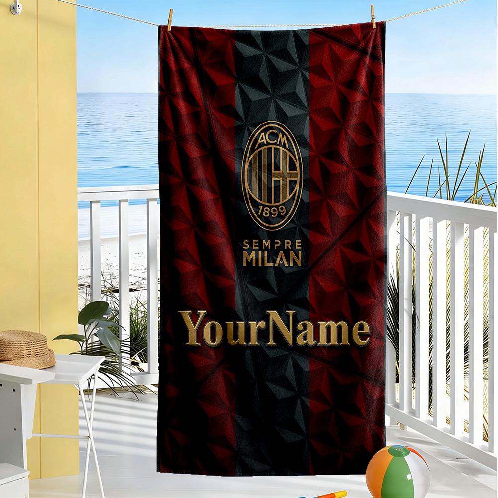 Ac Milan Personalized Name Beach Towel Soft Durable Quick-Dry Portable for SwimmingBeachCamping Travel Beach AccessoriesGym