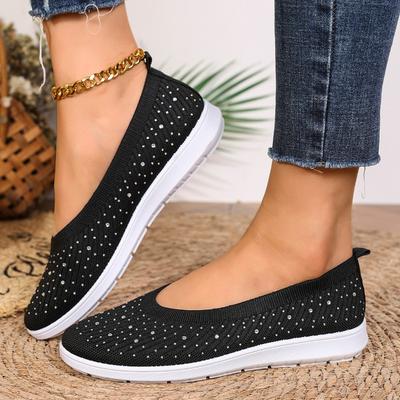 Модная женская обувь 2025 Горячая распродажа Неглубокие женские вулканизированные туфли Модная хрустальная сетка Легкие удобные Бестселлер На плоской подошве Низкий каблук