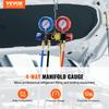 SucceBuy 4 Way AC Gauge-AC Manifold Gauge Set with 5ft Hoses for R134A/R22/R12/R410A Work on Car Freon Charging and Evacuation