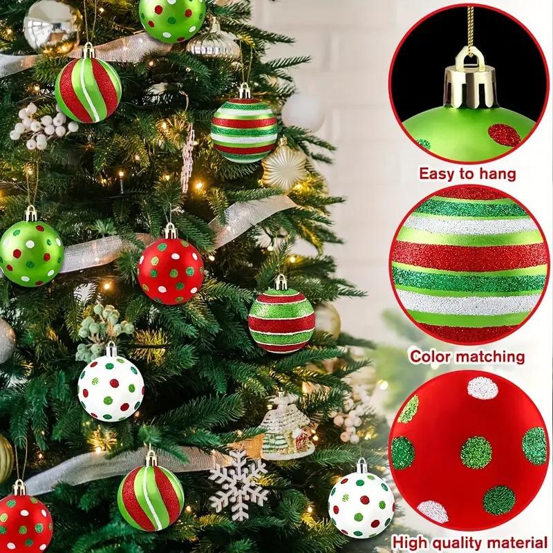 30/6pcs Electroplating Glitter Christmas Balls Color Painting Xmas Tree Hanging Ball Pendants Ornament New Year Party Home Decor