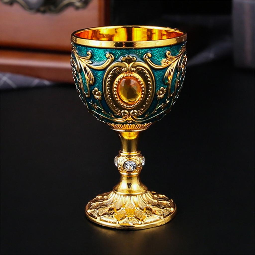 Home Retro Metal Small Wine Cup With Embossed Style Luxurious Whiskey And Red Wine Glass Suitable For Festive Parties