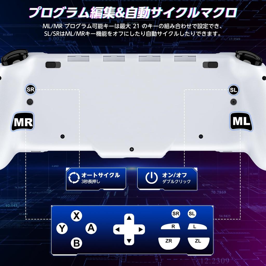 Switch 8 Color RGB Macro Handheld Mode Controller Switch Controller Program Editing Equipped with Gyro Rapid Fire 1000mAh Large Compatible with White