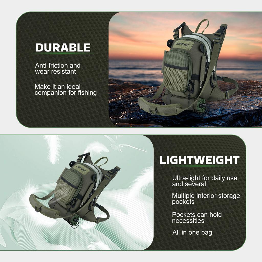 Goture Fly Fishing Chest Pack, Lightweight Chest Pack Tackle Storage Bag, Fly Fishing Bag with Adjustable Padded Waist Strap