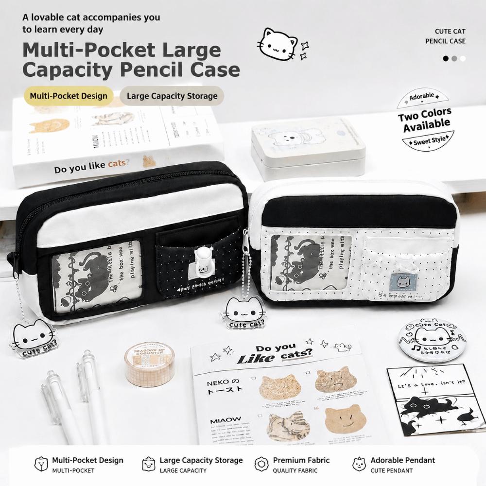 Polka Dot Pen Bag Black White Stationery Bag INS Pencil Case  Back To School