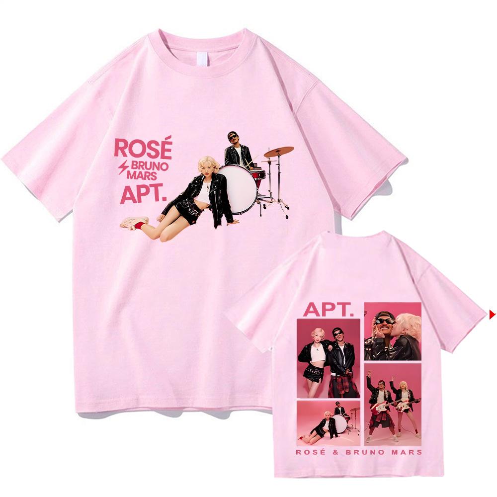 APT ROSÉ & Bruno Mars T-Shirts New Pattern Design Sense Tshirts High Quality Cotton Tees Fashion Women Men Two Sides Unisex Band T-shirt Summer Tops