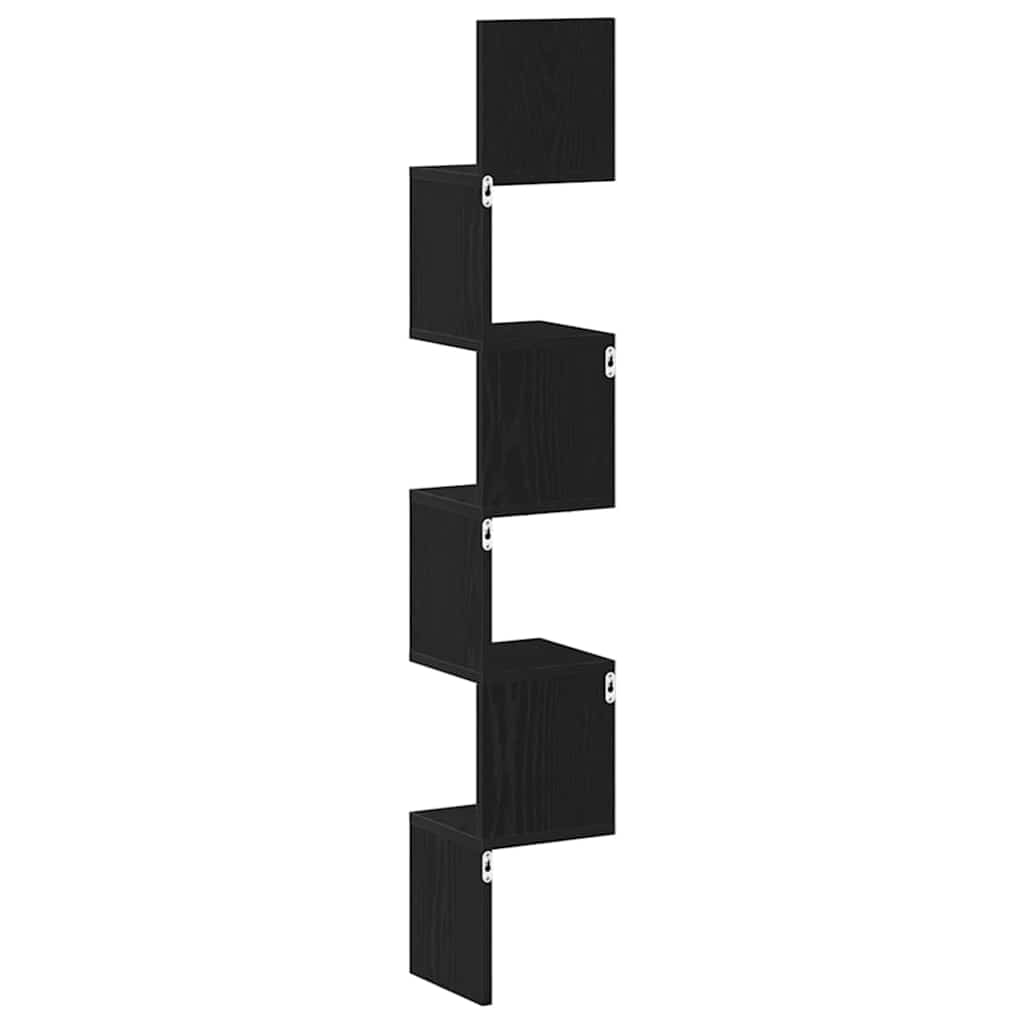 Corner Shelf in Black Oak Look 20 x 20 x 127.5 cm Engineered Wood