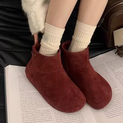 Модные балетки Женские ботильоны Зимние ботинки из замши Теплая модная обувь Зима Уютные женские хлопковые ботинки 2025 Повседневные Новые боты для женщин Обувь