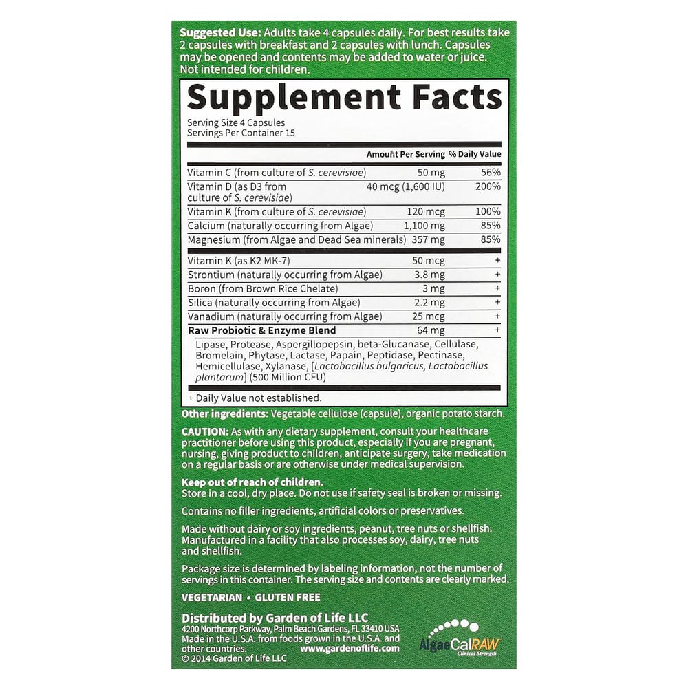 Garden of Life Vitamin Code RAW Calcium Veggie Capsules, 60 Count