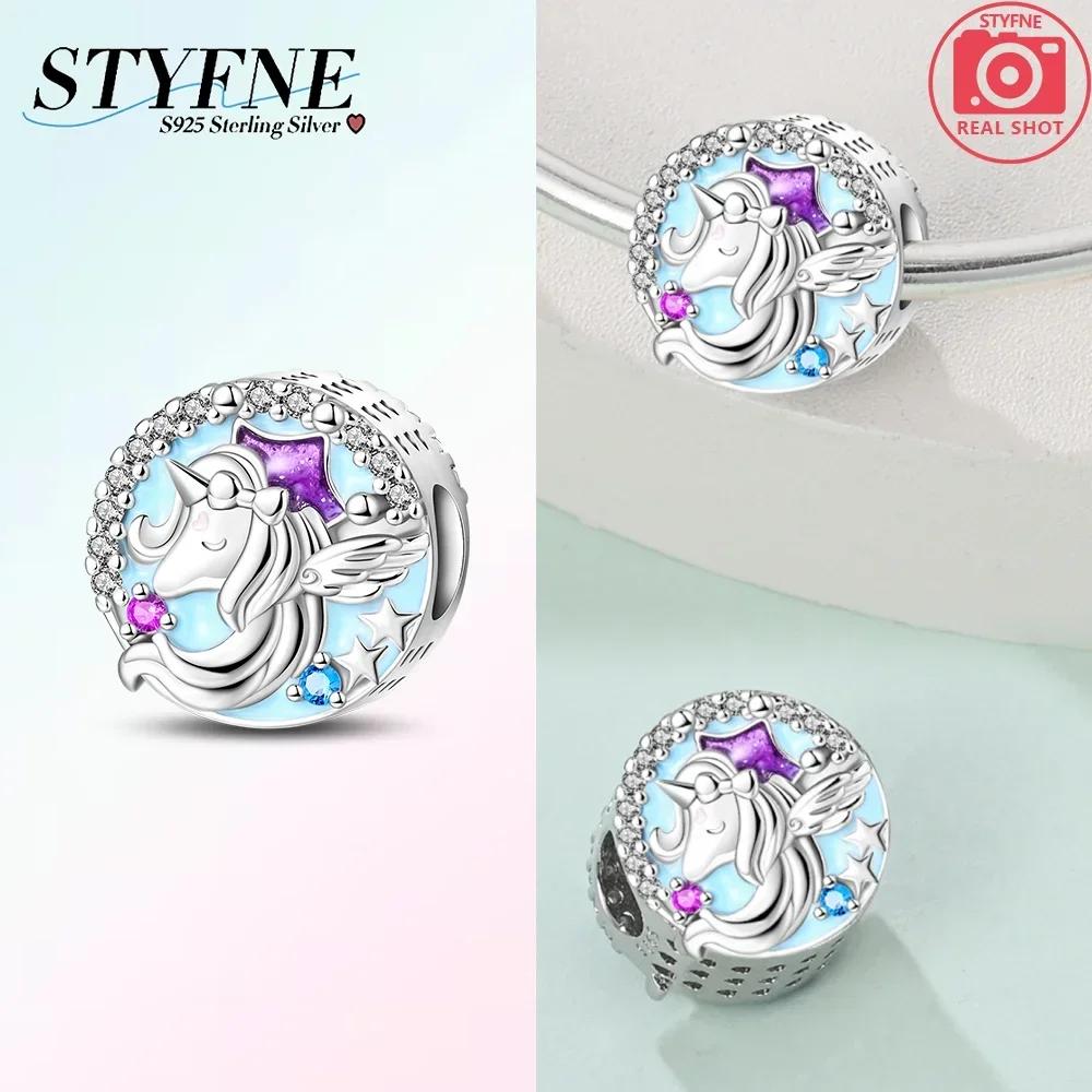 Изысканные Шармы Бусины Розового Цвета Медь Милая Девочка Страна Чудес Единорог Цвет Сердце Форма Подвеска Подходит Браслету-Бэнглу Ювелирные Изделия