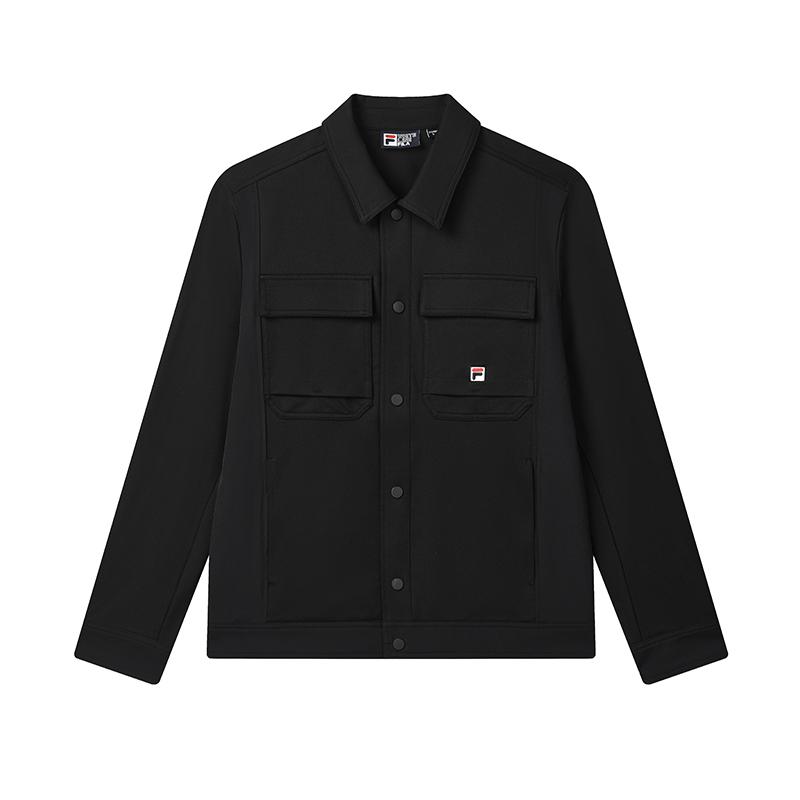 Fila Серия Heritage Мягкий Удобный Не мнущийся Простой Универсальный Однотонный Трикотажный Топ с Длинным Рукавом Мужские топы Черный F11M528501FBK