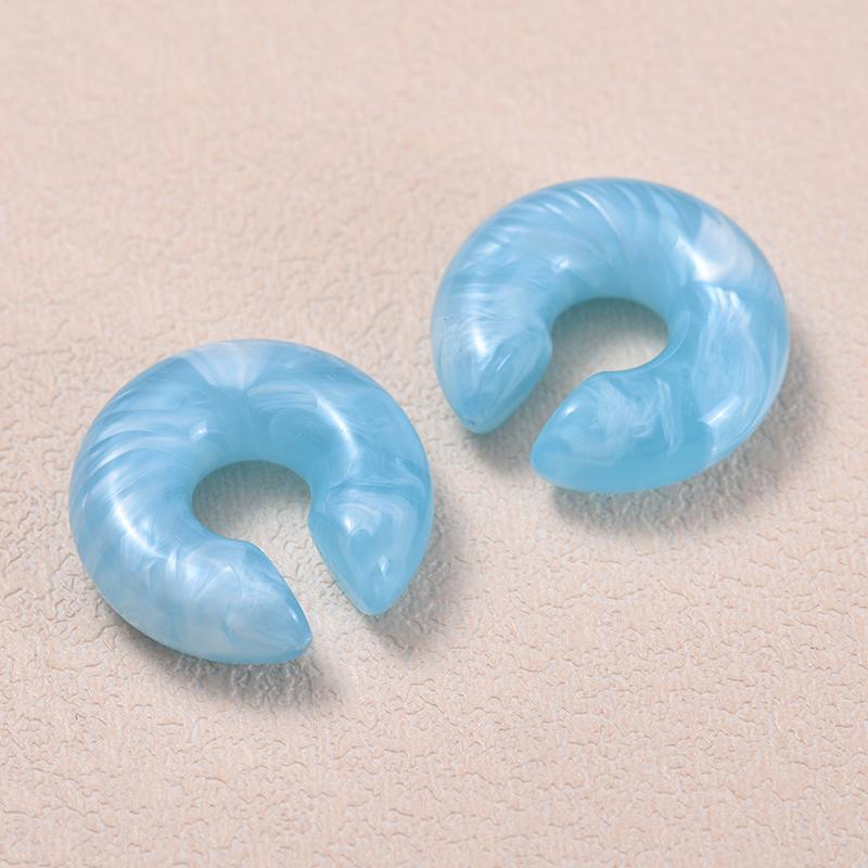 1 Pair Simple Smooth Circle Round Ear Clip On Earrings For Women C Shape Resin Without Piercing Fake Cartilage Ear Cuff Zircon